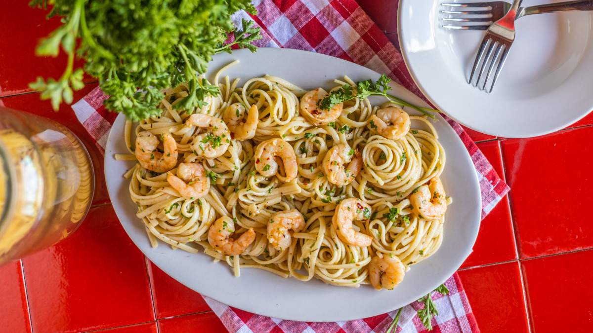 Italian online shrimp pasta